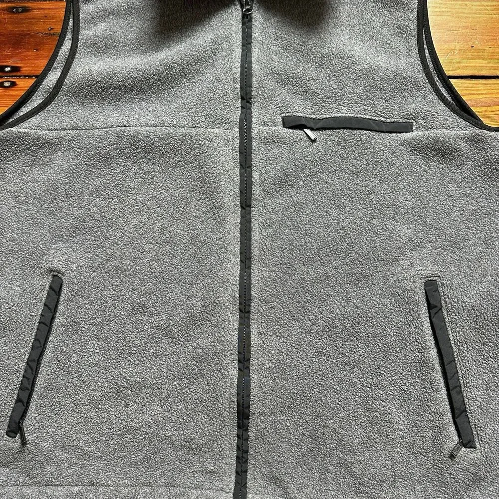 Vintage Eddie Bauer Vest Mens XL-T Gray Fleece Polartec Full Zip Made in USA